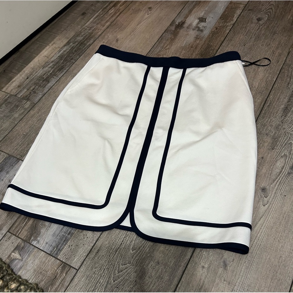 J.Mclaughlin Marf Knee Length Pencil Skirt - Size 10- Ivory/Navy Blue - …